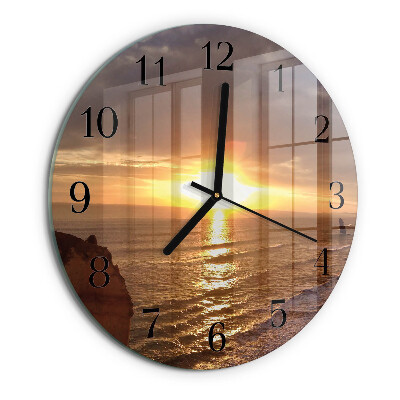 Wanduhr rund Sonnenuntergang