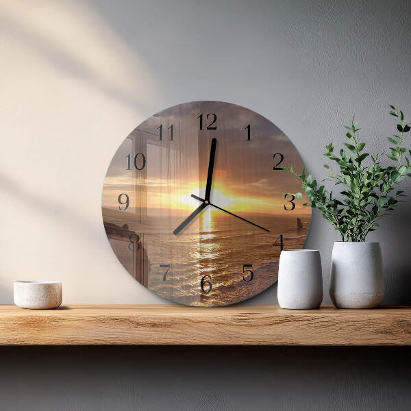 Wanduhr rund Sonnenuntergang