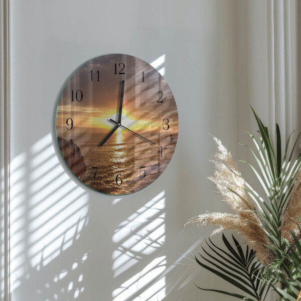 Wanduhr rund Sonnenuntergang