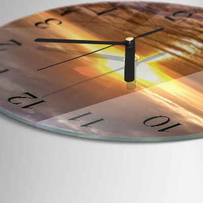 Wanduhr rund Sonnenuntergang