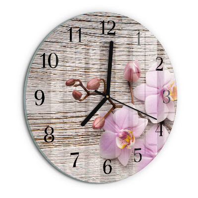 Wanduhr rund Orchidee