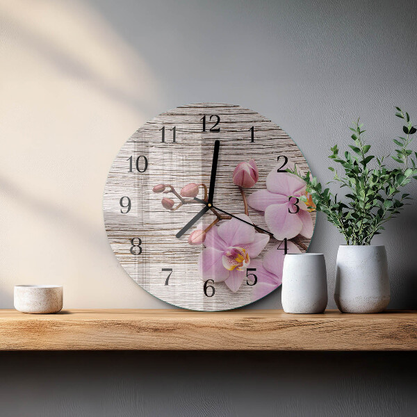 Wanduhr rund Orchidee