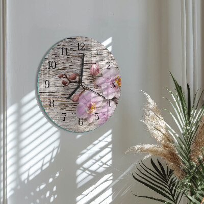 Wanduhr rund Orchidee
