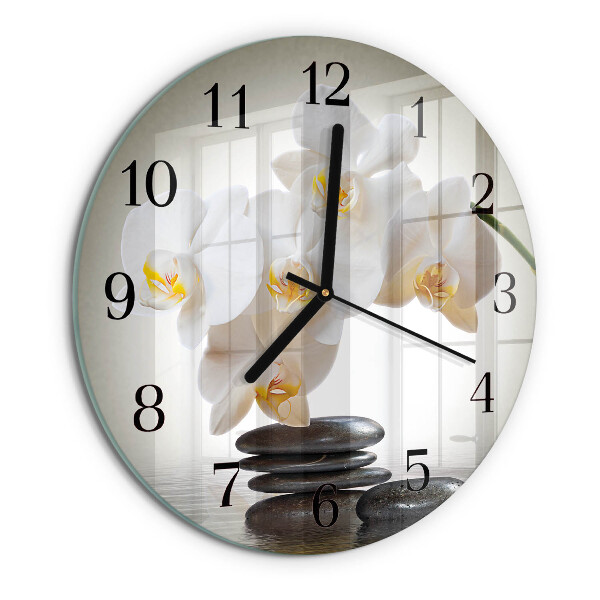 Wanduhr rund Orchidee