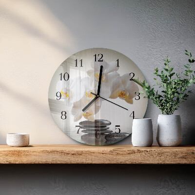 Wanduhr rund Orchidee