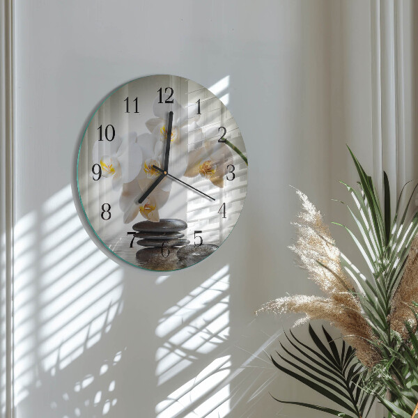 Wanduhr rund Orchidee