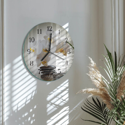 Wanduhr rund Orchidee