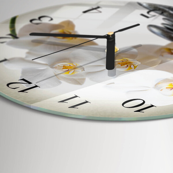 Wanduhr rund Orchidee