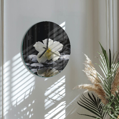 Wanduhr rund Orchideensteine