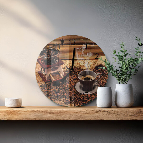 Wanduhr rund Kaffeebohnen