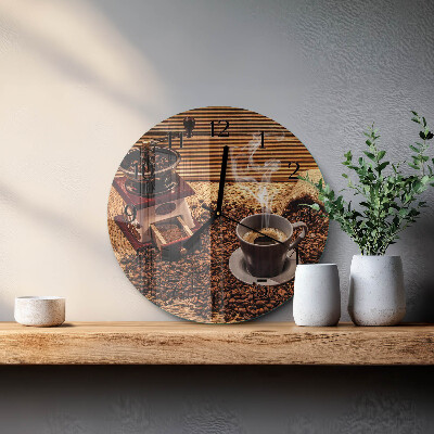 Wanduhr rund Kaffeebohnen