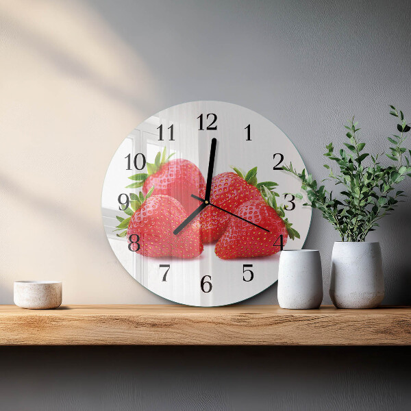 Wanduhr rund Erdbeeren