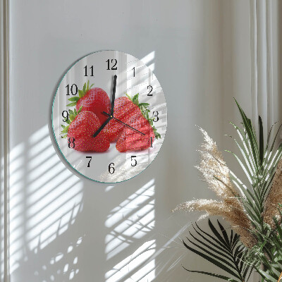 Wanduhr rund Erdbeeren