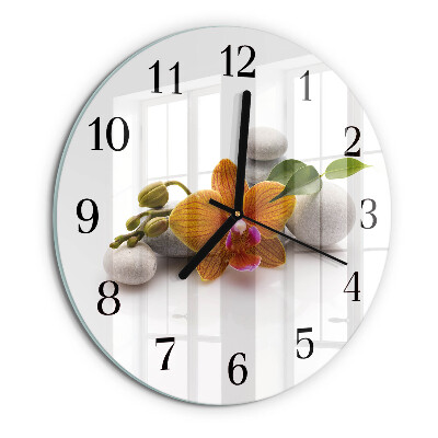 Wanduhr rund Orchidee