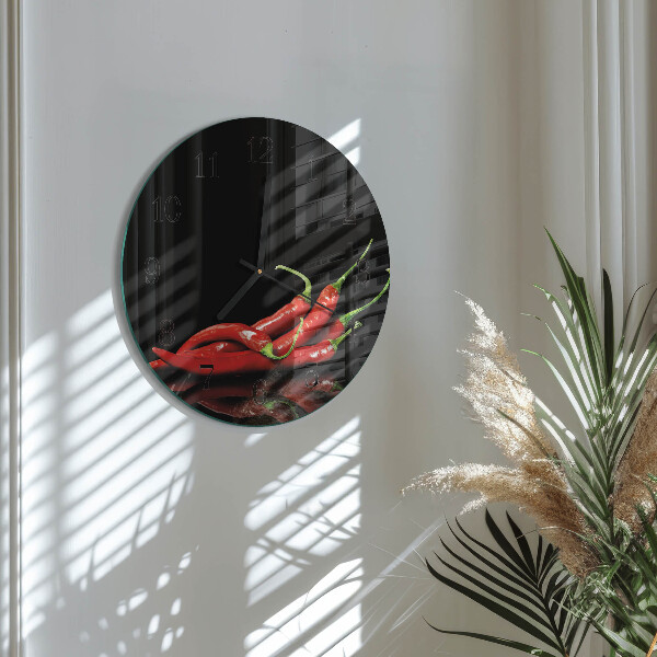 Wanduhr rund Chilischoten