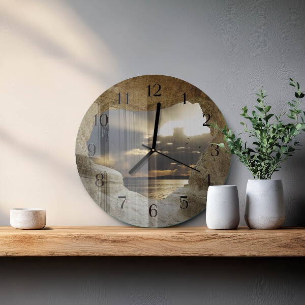 Wanduhr rund Herz im Felsen