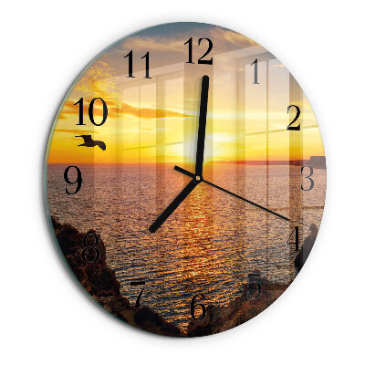 Wanduhr rund Sonnenuntergang