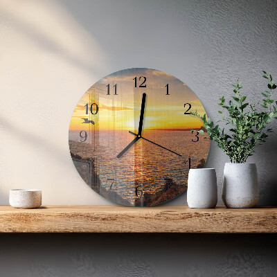 Wanduhr rund Sonnenuntergang