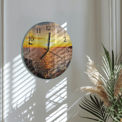 Wanduhr rund Sonnenuntergang