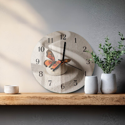 Wanduhr rund Schmetterling