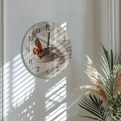 Wanduhr rund Schmetterling