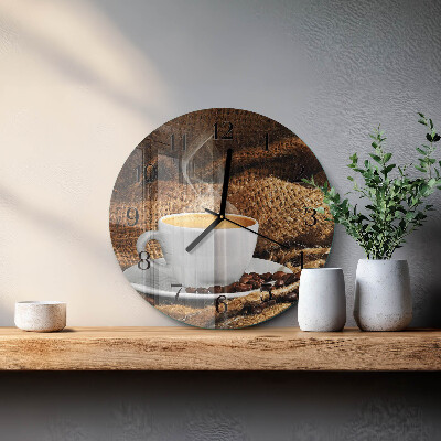 Wanduhr rund Kaffeebohnen
