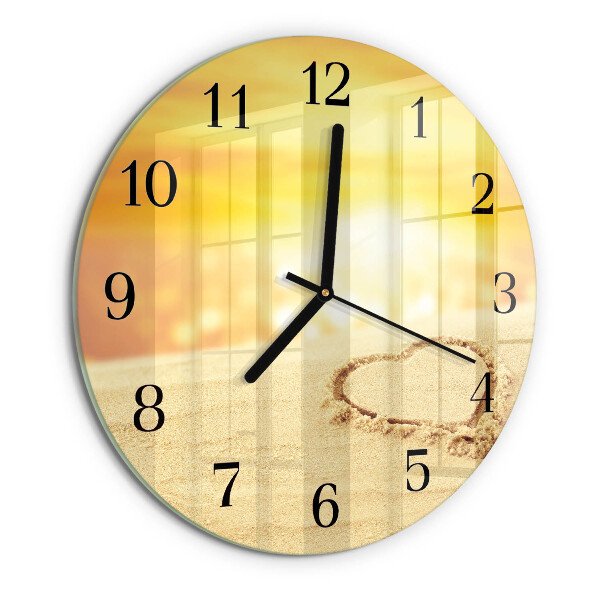 Wanduhr rund Herz im Sand