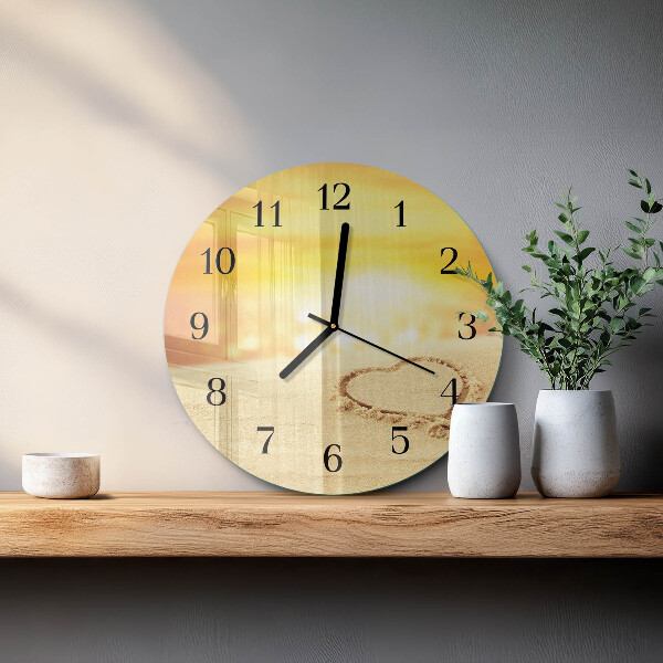 Wanduhr rund Herz im Sand
