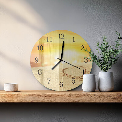 Wanduhr rund Herz im Sand