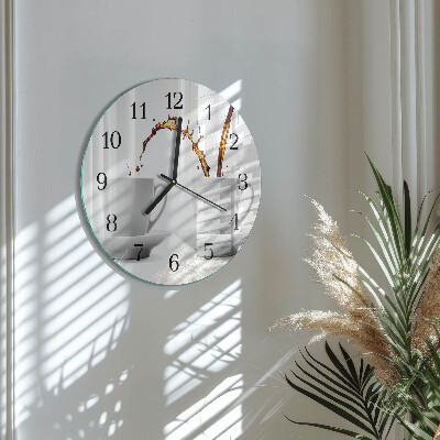 Wanduhr rund Tassen Kaffee