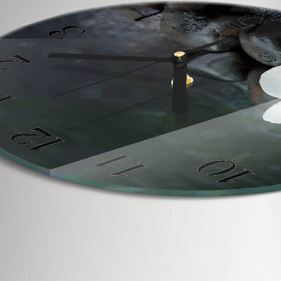 Wanduhr rund Blumen und Steine
