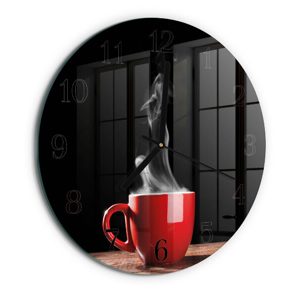 Wanduhr rund Tasse Kaffee