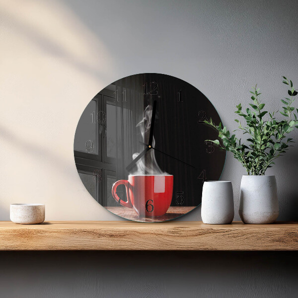 Wanduhr rund Tasse Kaffee