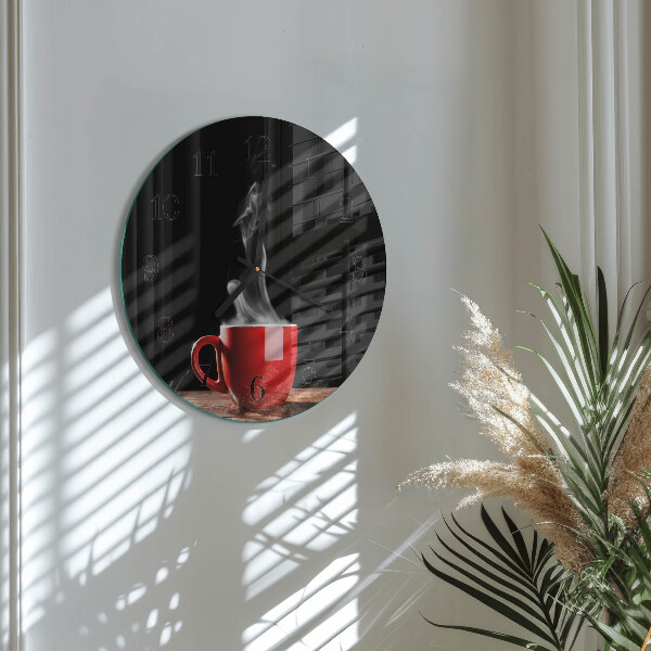 Wanduhr rund Tasse Kaffee