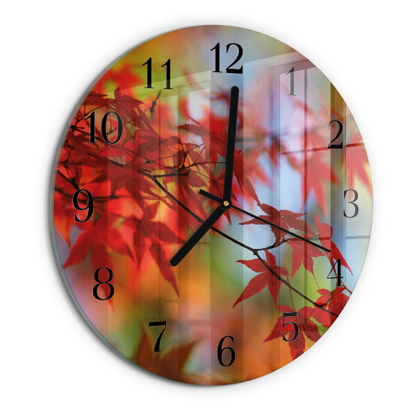 Wanduhr rund Ahornblätter