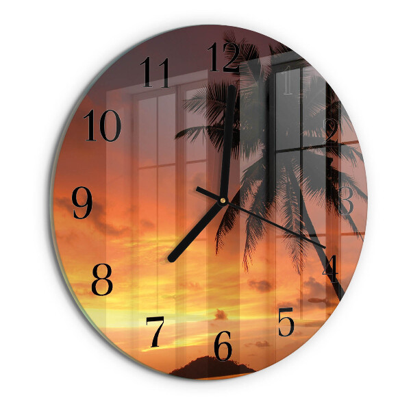 Wanduhr rund Palme