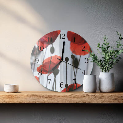Wanduhr rund Mohn