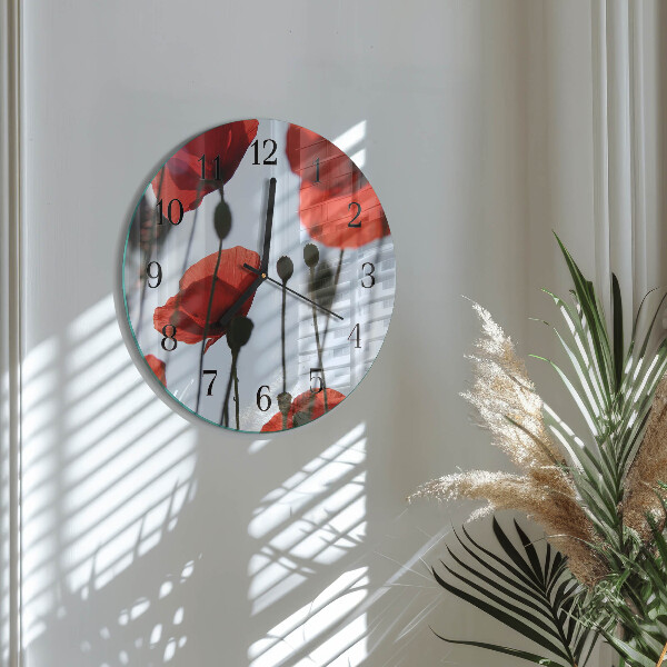 Wanduhr rund Mohn