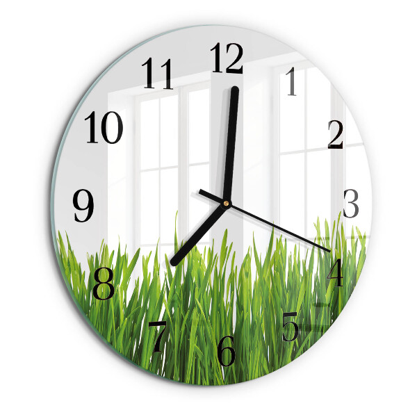 Wanduhr rund Gras