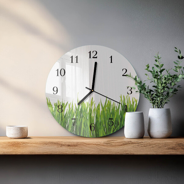 Wanduhr rund Gras