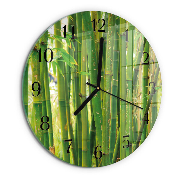 Wanduhr rund Bambuspflanze