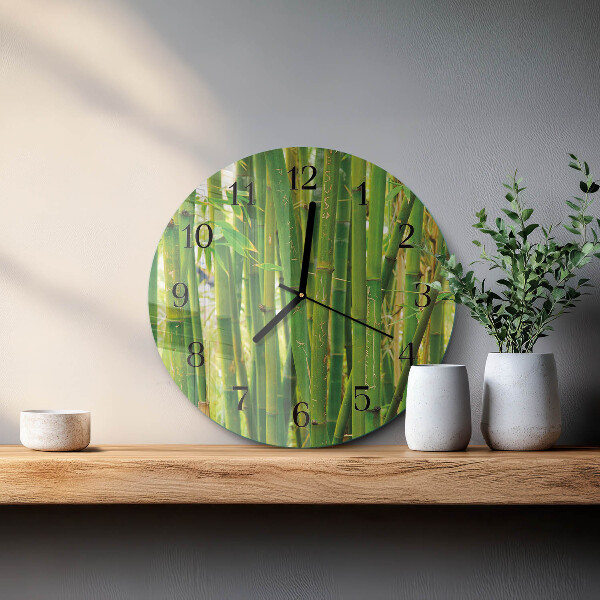 Wanduhr rund Bambuspflanze
