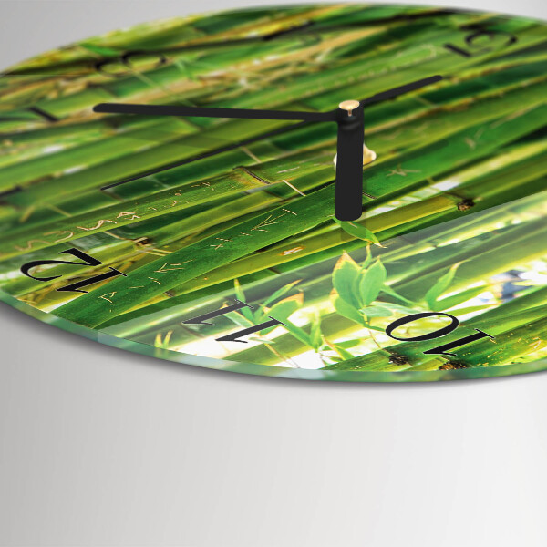 Wanduhr rund Bambuspflanze