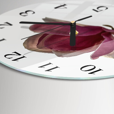 Wanduhr rund Magnolienblüte