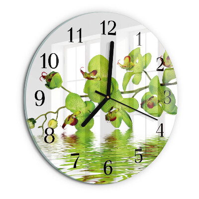 Wanduhr rund Orchidee