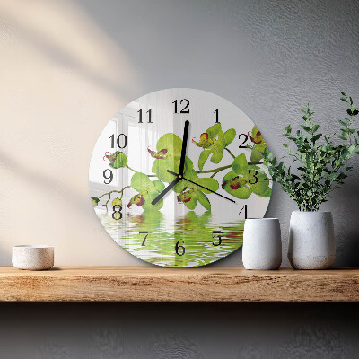 Wanduhr rund Orchidee