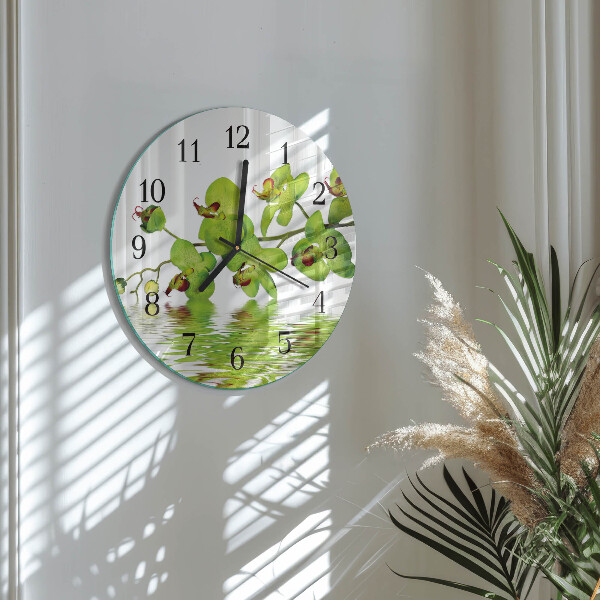 Wanduhr rund Orchidee