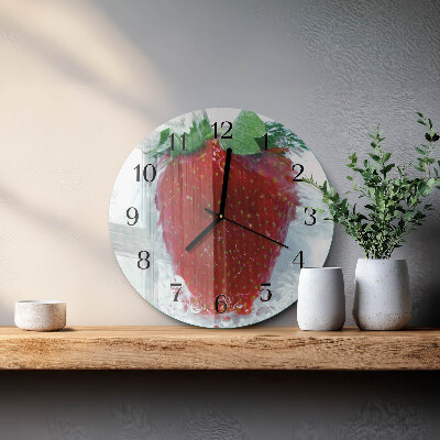 Wanduhr rund Erdbeere