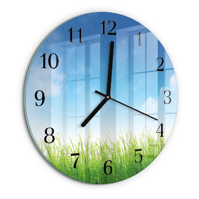 Wanduhr rund Gras