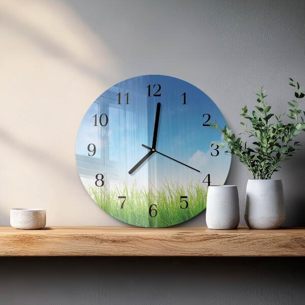 Wanduhr rund Gras